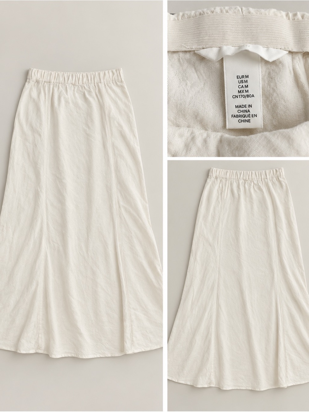 H&M Cream Linen-Blend Maxi Skirt
